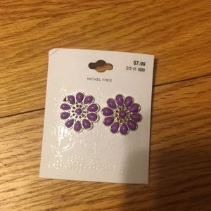 Purple clip earrings
